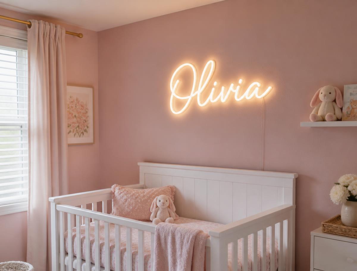 Neon Name Sign in a real setting