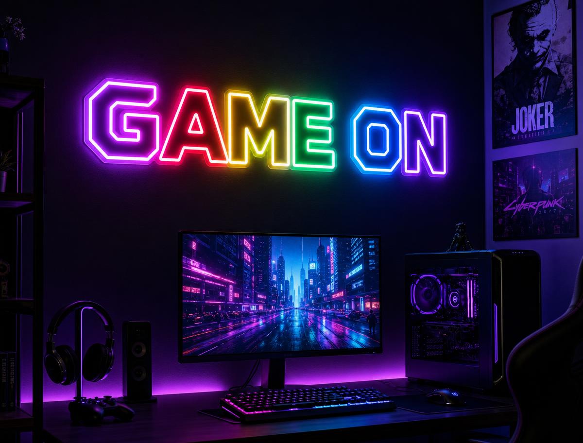 Gaming Neon Sign in a real setting