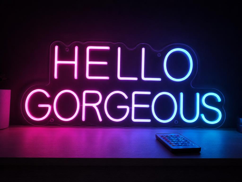 RGBW Neon Sign with RF Remote in a real setting